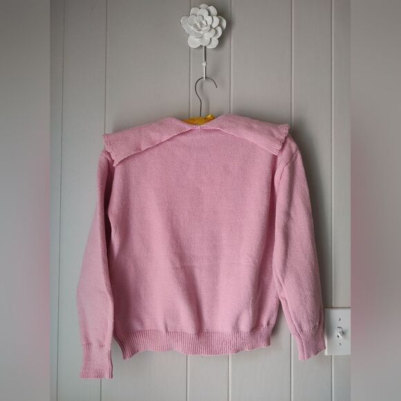 Pink Women's Sweater with Bow Detail Collar Small - Picture 3 of 4